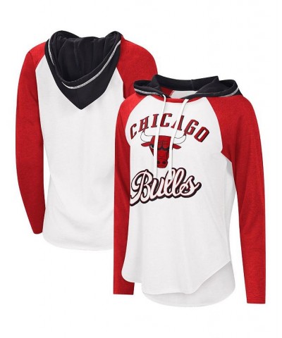 Women's White Chicago Bulls MVP Raglan Hoodie Long Sleeve T-shirt White $25.49 Tops