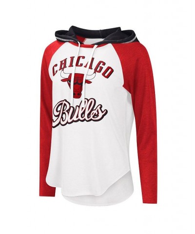 Women's White Chicago Bulls MVP Raglan Hoodie Long Sleeve T-shirt White $25.49 Tops