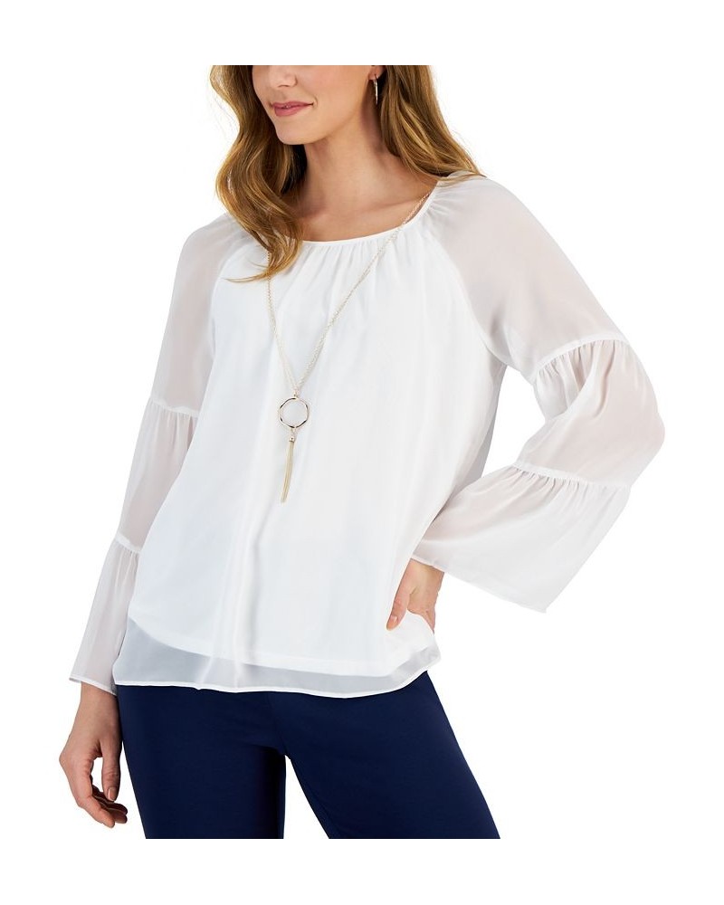 Women's Solid Tiered Necklace Top Bright White $19.08 Tops