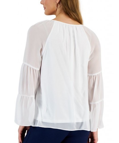 Women's Solid Tiered Necklace Top Bright White $19.08 Tops