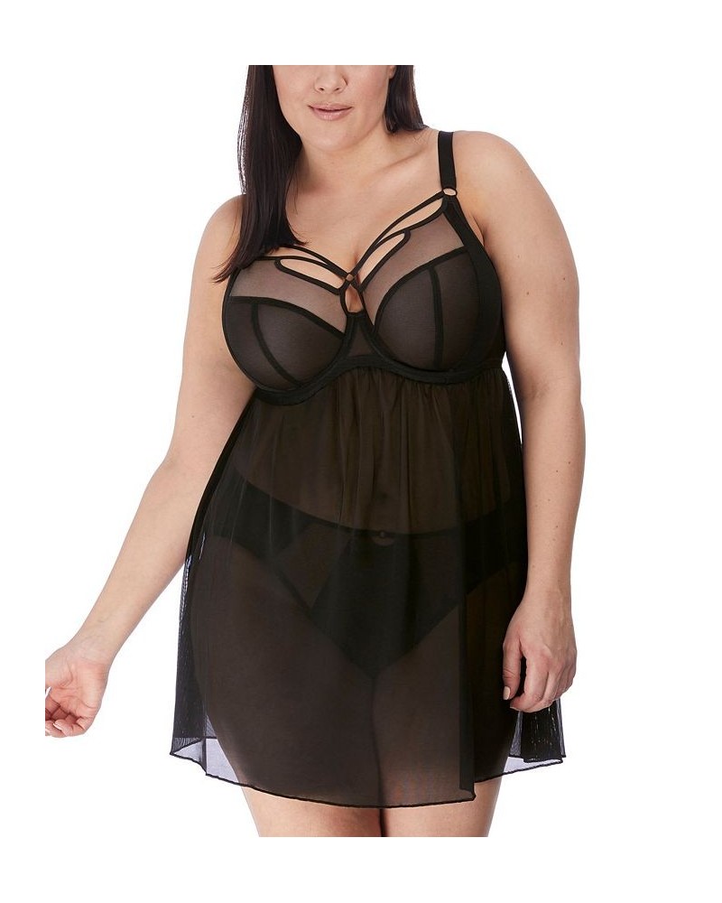 Plus Size Sachi Babydoll Chemise Black $45.00 Lingerie