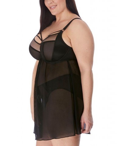 Plus Size Sachi Babydoll Chemise Black $45.00 Lingerie