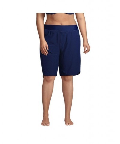 Women's Plus Size 11" Quick Dry Elastic Waist Modest Board Shorts Swim Cover-up Shorts with Panty Deep sea navy $29.38 Swimsuits