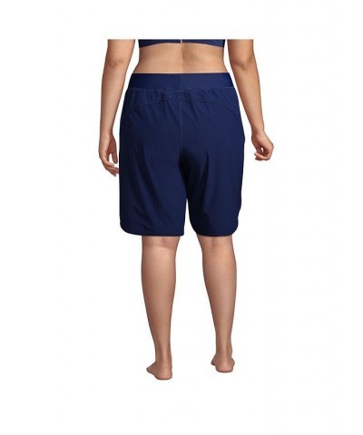 Women's Plus Size 11" Quick Dry Elastic Waist Modest Board Shorts Swim Cover-up Shorts with Panty Deep sea navy $29.38 Swimsuits