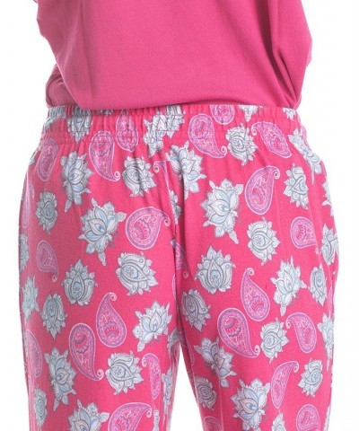 Women's 3/4 Sleeve Top & Boot-Cut Pajama Pants Set Pink $34.22 Sleepwear