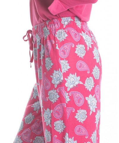 Women's 3/4 Sleeve Top & Boot-Cut Pajama Pants Set Pink $34.22 Sleepwear