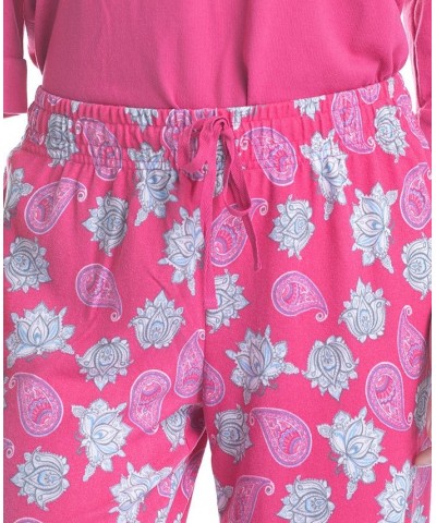 Women's 3/4 Sleeve Top & Boot-Cut Pajama Pants Set Pink $34.22 Sleepwear