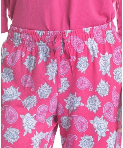 Women's 3/4 Sleeve Top & Boot-Cut Pajama Pants Set Pink $34.22 Sleepwear