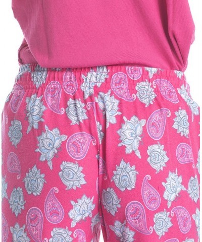 Women's 3/4 Sleeve Top & Boot-Cut Pajama Pants Set Pink $34.22 Sleepwear