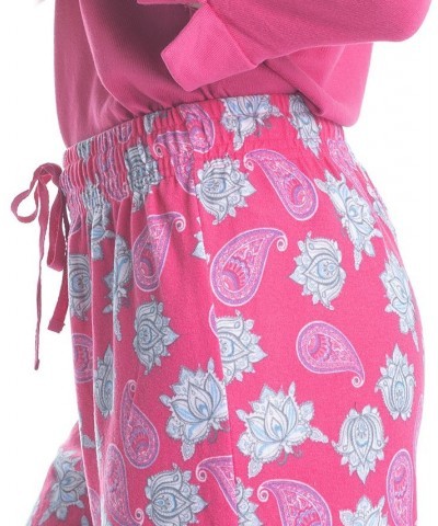 Women's 3/4 Sleeve Top & Boot-Cut Pajama Pants Set Pink $34.22 Sleepwear