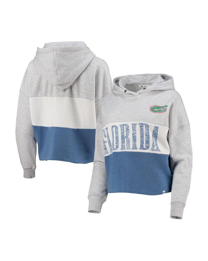 Women's '47 Florida Gators Lizzy Colorblocked Cropped Pullover Hoodie Heathered Gray, Heathered Royal $36.00 Sweatshirts