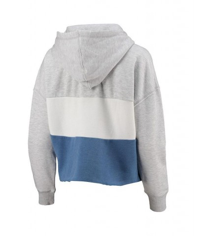 Women's '47 Florida Gators Lizzy Colorblocked Cropped Pullover Hoodie Heathered Gray, Heathered Royal $36.00 Sweatshirts