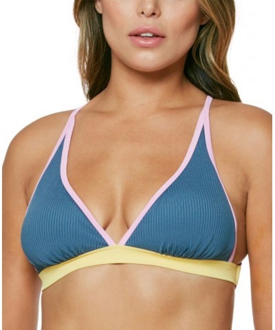 Chop and Change Cross-Back Triangle Bra Top & High-Waist Bikini Bottoms Blue $18.23 Swimsuits