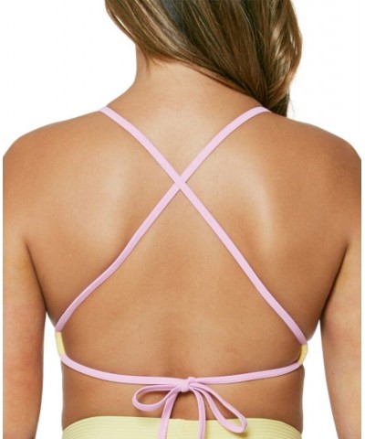 Chop and Change Cross-Back Triangle Bra Top & High-Waist Bikini Bottoms Blue $18.23 Swimsuits