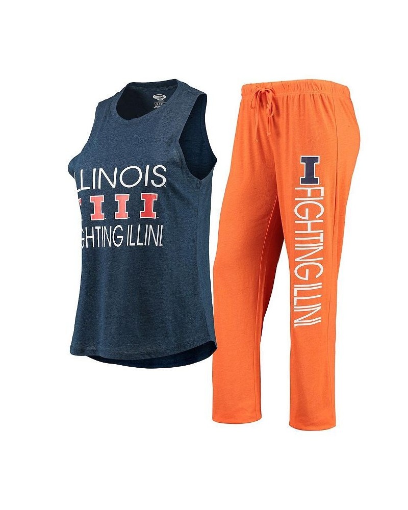 Women's Orange Navy Illinois Fighting Illini Tank Top and Pants Sleep Set Orange, Navy $33.79 Pajama