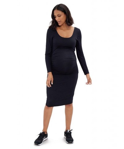 Women's Maternity Everywear Long Sleeve Dress Black $48.40 Dresses