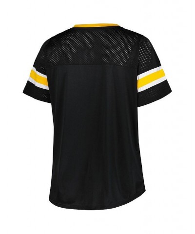 Women's Branded Black Pittsburgh Steelers Plus Size Original State Lace-Up T-shirt Black $36.00 Tops