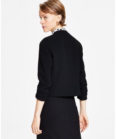 Women's Textured Crepe Scrunch-Sleeve Blazer Black $41.42 Jackets