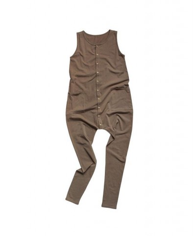 Women's Maternity Organic Cotton Free Range Jumpsuit Brown $40.00 Pants