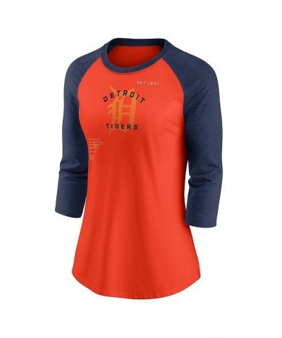 Women's Orange Navy Detroit Tigers Next Up Tri-Blend Raglan 3/4 -Sleeve T-shirt Orange, Navy $23.65 Tops