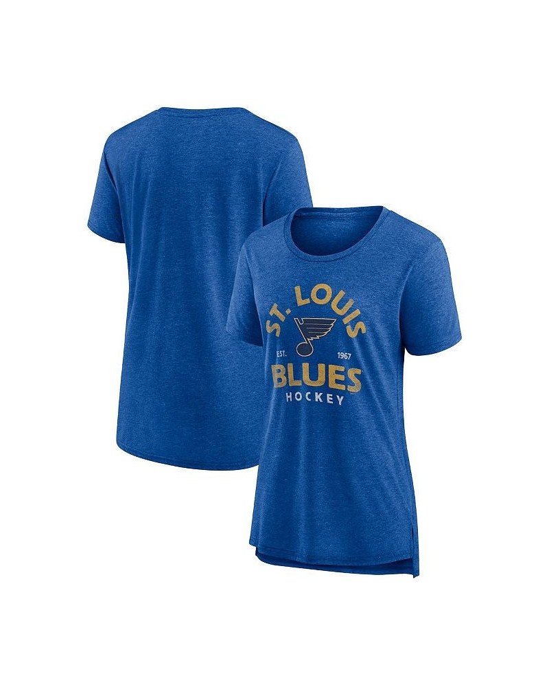 Women's Branded Heather Blue St. Louis Blues Vintage-Inspired Arch Tri-Blend T-shirt Blue $21.83 Tops