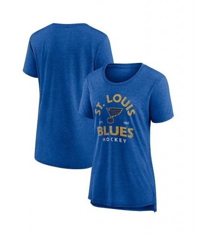 Women's Branded Heather Blue St. Louis Blues Vintage-Inspired Arch Tri-Blend T-shirt Blue $21.83 Tops