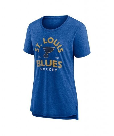 Women's Branded Heather Blue St. Louis Blues Vintage-Inspired Arch Tri-Blend T-shirt Blue $21.83 Tops