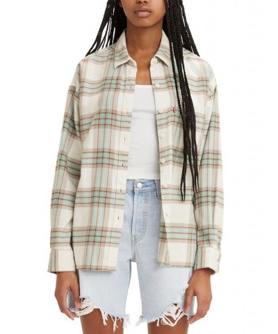 Women's Davy Cotton Flannel Shirt Vera Plaid Tofu $13.80 Tops