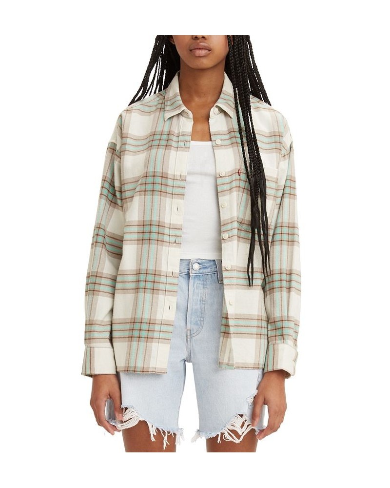 Women's Davy Cotton Flannel Shirt Vera Plaid Tofu $13.80 Tops