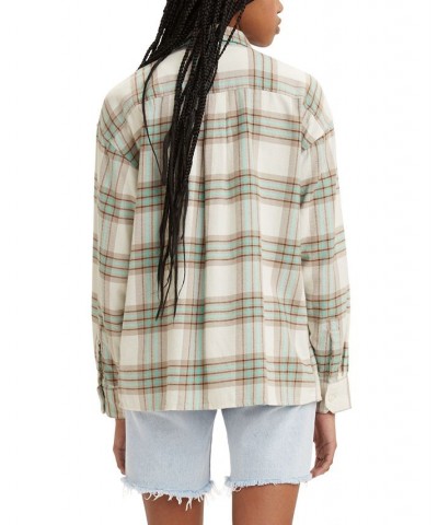 Women's Davy Cotton Flannel Shirt Vera Plaid Tofu $13.80 Tops