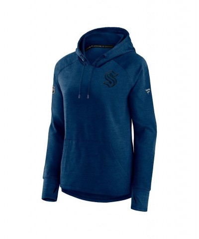 Women's Seattle Kraken Authentic Pro Road Performance Raglan Pullover Hoodie Heather Deep Sea Blue $48.59 Sweatshirts