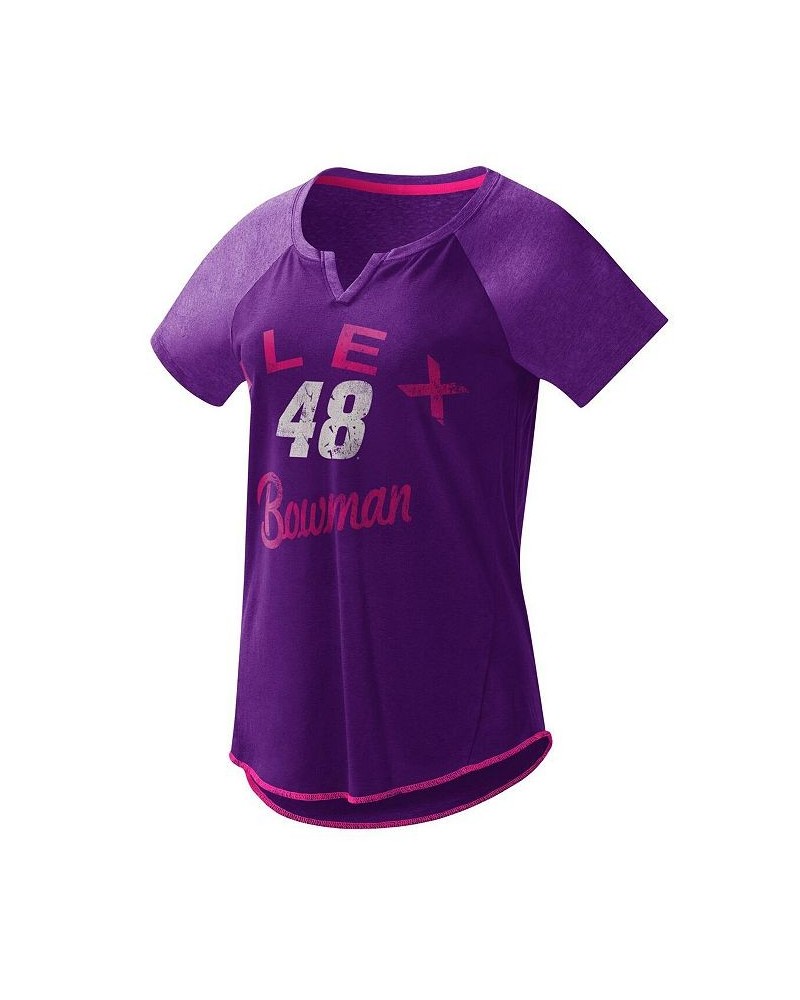 Women's Purple Alex Bowman Grand Slam Tri-Blend Notch V-Neck T-shirt Purple $18.90 Tops