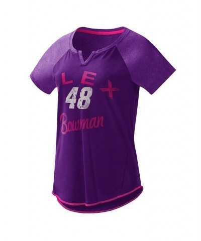 Women's Purple Alex Bowman Grand Slam Tri-Blend Notch V-Neck T-shirt Purple $18.90 Tops