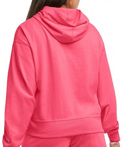 Women's Cotton Midweight Jersey Hoodie Joyful Pink Heather $21.20 Tops