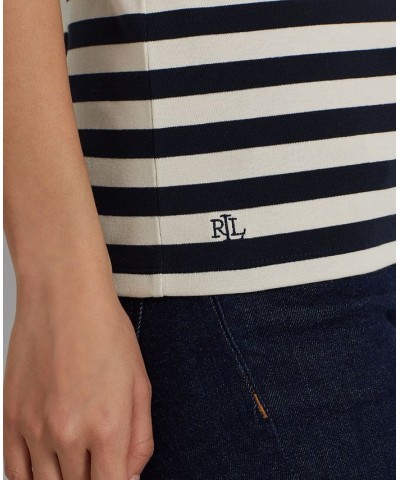 Petite Striped Crewneck T-Shirt Navy $35.45 Tops