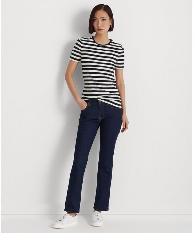 Petite Striped Crewneck T-Shirt Navy $35.45 Tops