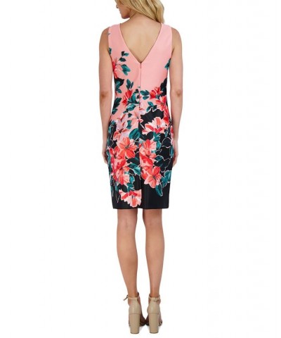 Women's Floral-Print V-Neck Sheath Dress Coral Multi $60.63 Dresses