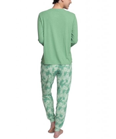 Women's Supersoft Ribbed Pajama Set Green $26.88 Sleepwear