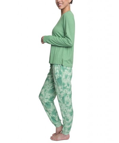 Women's Supersoft Ribbed Pajama Set Green $26.88 Sleepwear