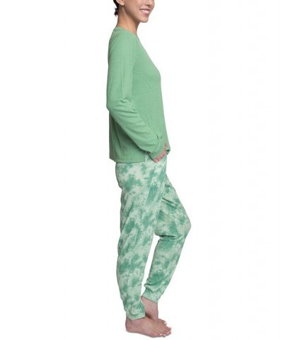 Women's Supersoft Ribbed Pajama Set Green $26.88 Sleepwear