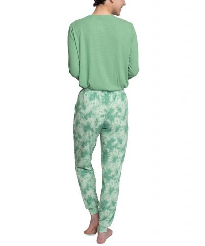 Women's Supersoft Ribbed Pajama Set Green $26.88 Sleepwear