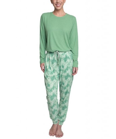 Women's Supersoft Ribbed Pajama Set Green $26.88 Sleepwear