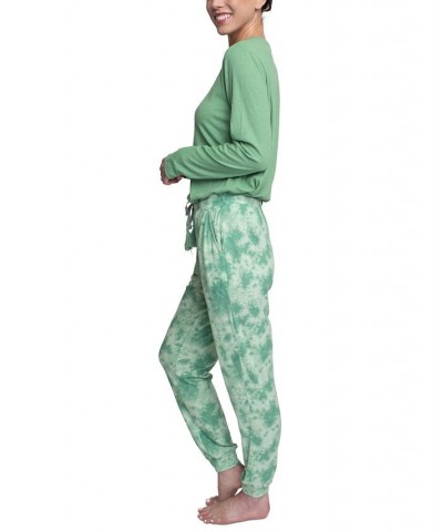 Women's Supersoft Ribbed Pajama Set Green $26.88 Sleepwear