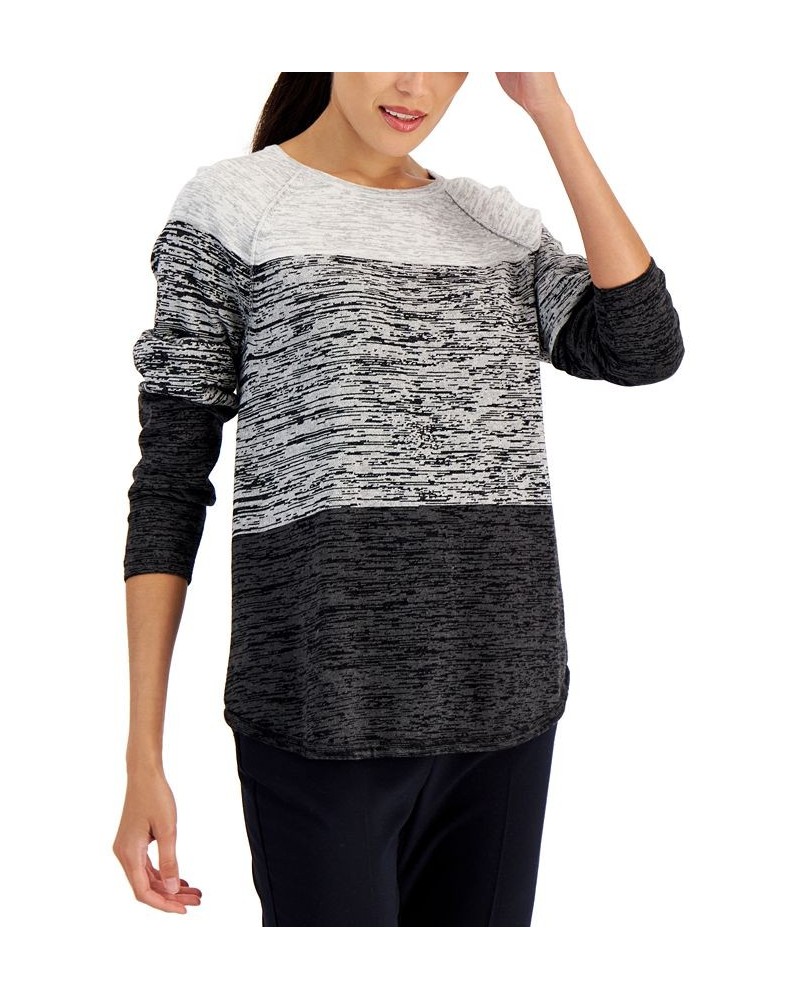 Women's Cotton Colorblocked Sweater Black $12.84 Sweaters