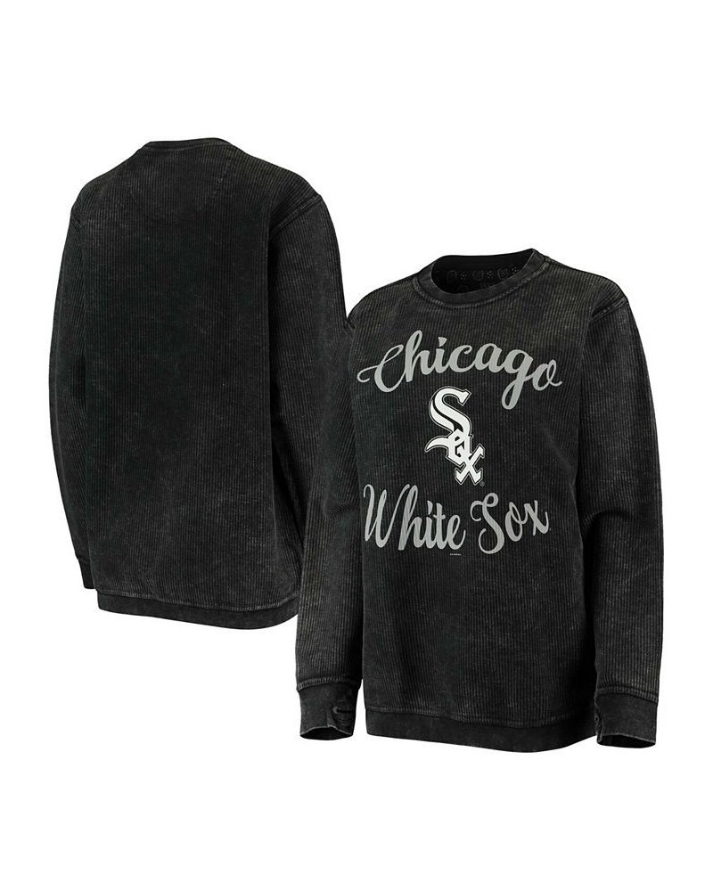 Women's Black Chicago White Sox Script Comfy Cord Pullover Sweatshirt Black $36.90 Sweatshirts