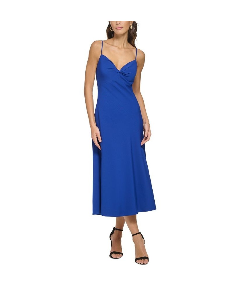 Knot-Front Midi Dress Blue $39.68 Dresses