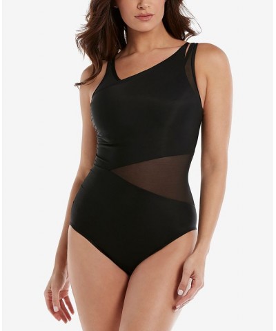 Illusionist Azura Allover-Slimming One-Piece Swimsuit Black $78.26 Swimsuits