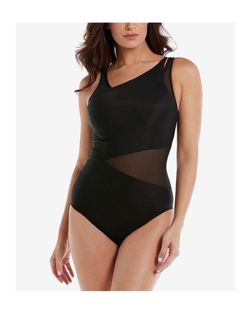 Illusionist Azura Allover-Slimming One-Piece Swimsuit Black $78.26 Swimsuits