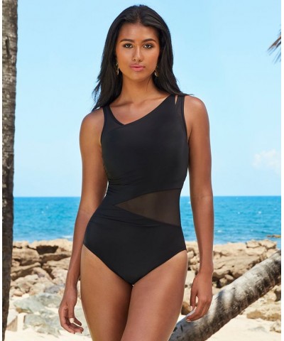 Illusionist Azura Allover-Slimming One-Piece Swimsuit Black $78.26 Swimsuits