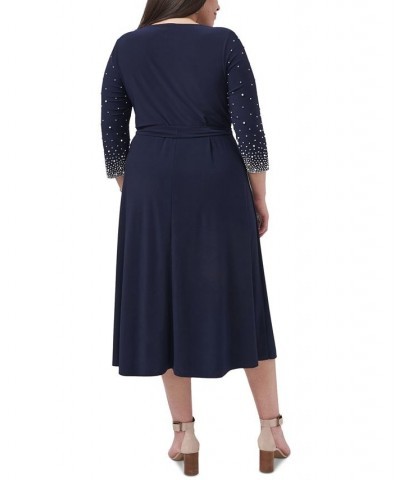 Plus Size Beaded Fit & Flare Dress Navy $47.96 Dresses